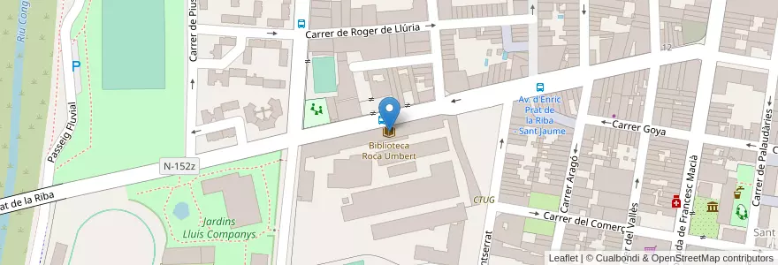 Mapa de ubicacion de Biblioteca Roca Umbert en 스페인, Catalunya, Barcelona, Vallès Oriental, Granollers.