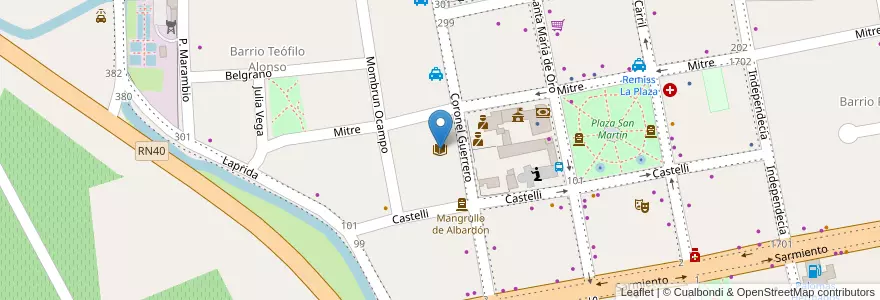 Mapa de ubicacion de Biblioteca San Martín en Argentina, San Juan, Chile, Albardón.