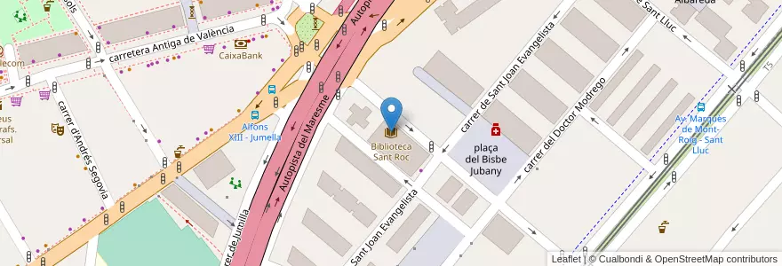 Mapa de ubicacion de Biblioteca Sant Roc en 西班牙, Catalunya, Barcelona, Barcelonès, Badalona.