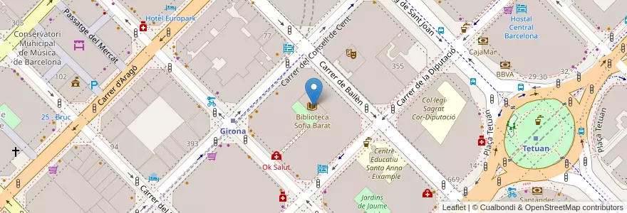 Mapa de ubicacion de Biblioteca Sofia Barat en İspanya, Catalunya, Barcelona, Barcelonès, Barcelona.