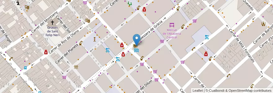 Mapa de ubicacion de Biblioteca Vila de Gràcia en Espagne, Catalogne, Barcelone, Barcelonais, Barcelone.