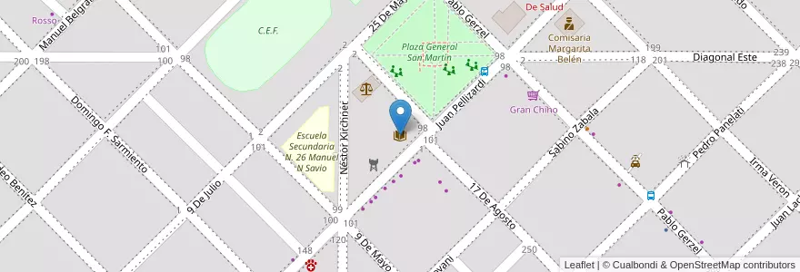 Mapa de ubicacion de Biblioteca Virtual en アルゼンチン, チャコ州, Departamento Primero De Mayo, Municipio De Margarita Belén, Margarita Belén.