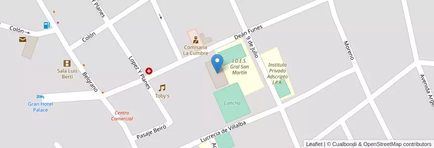 Mapa de ubicacion de Biblioteca y Club Deportivo La Cumbre en Arjantin, Córdoba, Departamento Punilla, Pedanía Dolores, Municipio De La Cumbre.