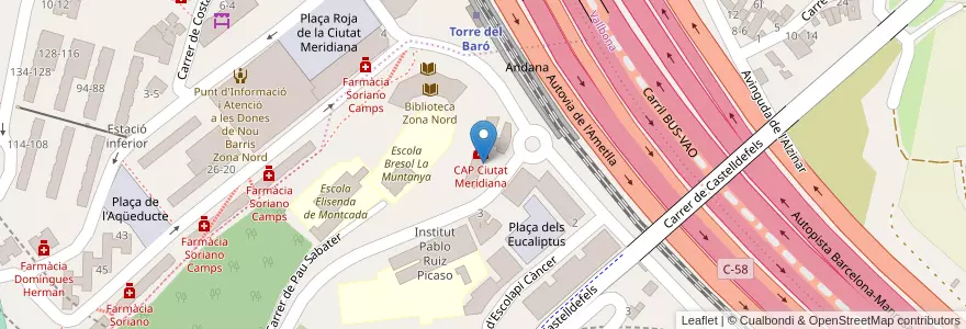 Mapa de ubicacion de Biblioteca Zona Nord en Spanje, Catalonië, Barcelona, Barcelonès, Montcada I Reixac, Barcelona.