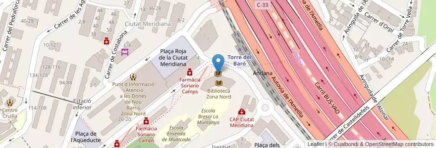 Mapa de ubicacion de Biblioteca Zona Nord en Espanha, Catalunha, Barcelona, Barcelonès, Montcada I Reixac, Barcelona.