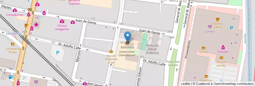 Mapa de ubicacion de Biblioteca en Argentina, Chile, Mendoza, Godoy Cruz, Departamento Godoy Cruz, Distrito Ciudad De Godoy Cruz.