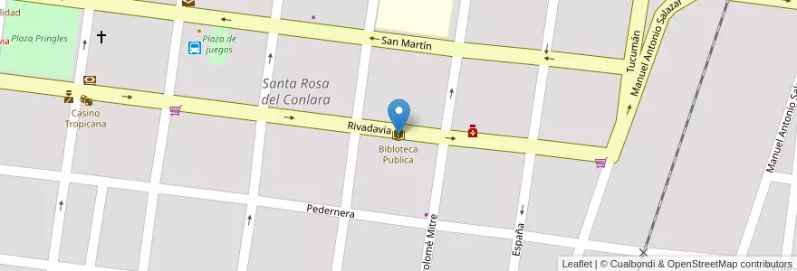 Mapa de ubicacion de Bibloteca Publica en Аргентина, Сан-Луис, Junín, Municipio De Santa Rosa Del Conlara.