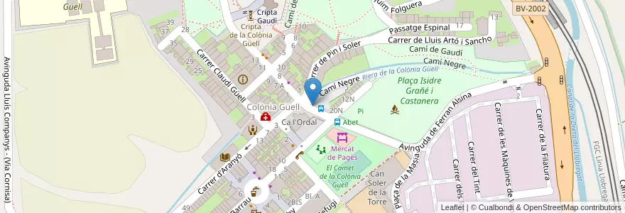Mapa de ubicacion de Bici Park Colònia Güell en España, Catalunya, Barcelona, Baix Llobregat, Santa Coloma De Cervelló.