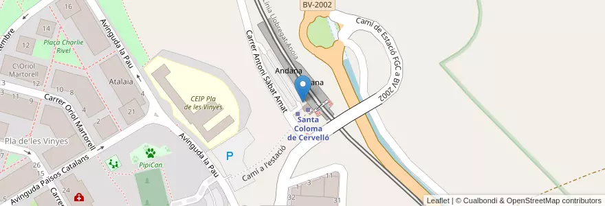 Mapa de ubicacion de Bici Park Estació de FGC en Espanha, Catalunha, Barcelona, Baix Llobregat, Santa Coloma De Cervelló.