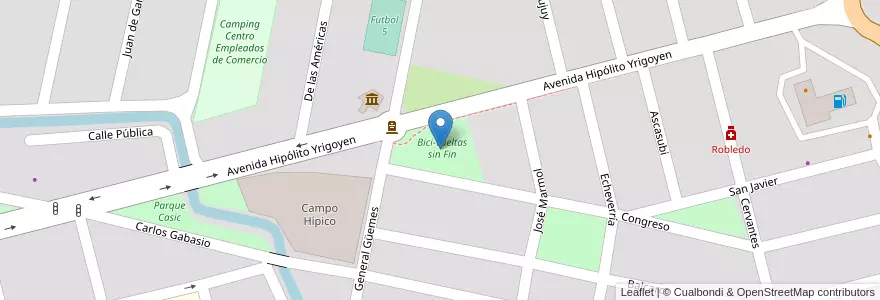 Mapa de ubicacion de Bici-vueltas sin Fin en الأرجنتين, سانتا في, Departamento Castellanos, Municipio De Sunchales.