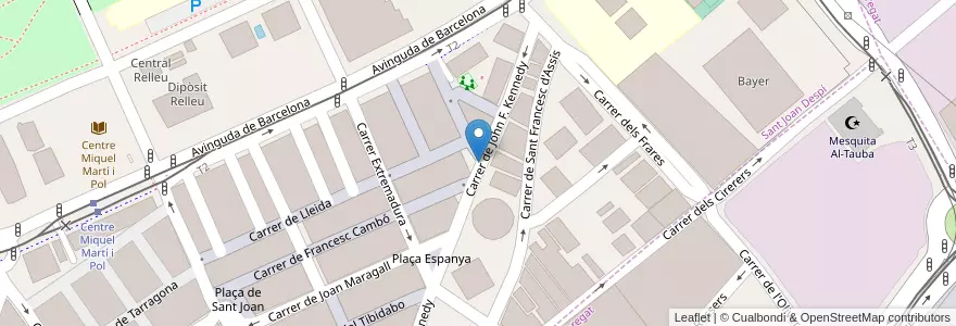 Mapa de ubicacion de Bicibox 014 Centre Cívic Les Planes en Espagne, Catalogne, Barcelone, Bas-Llobrégat, Sant Joan Despí.