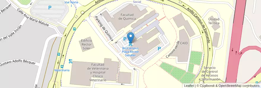 Mapa de ubicacion de BiciCampus Plaza Rector Sabater en Испания, Región De Murcia, Región De Murcia, Área Metropolitana De Murcia, Murcia.