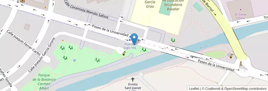 Mapa de ubicacion de Bicicas Paseo de la Universidad en Spanien, Valencianische Gemeinschaft, Castelló / Castellón, La Plana Alta, Castelló De La Plana.