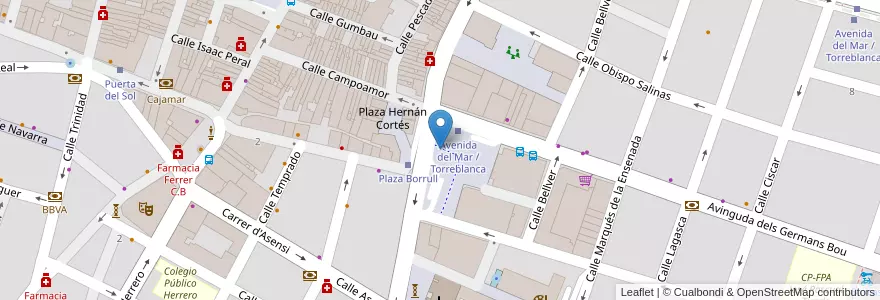 Mapa de ubicacion de Bicicas Plaza Borrull en Spagna, Comunitat Valenciana, Castelló / Castellón, La Plana Alta, Castelló De La Plana.