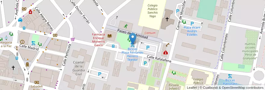 Mapa de ubicacion de Bicicas Plaza Fernando Herrero Tejedor en Espagne, Communauté Valencienne, Castellón, La Plana Alta, Castelló De La Plana.