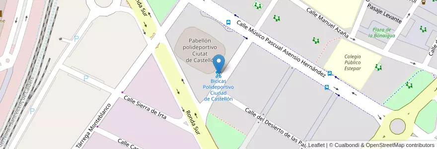 Mapa de ubicacion de Bicicas Polideportivo Ciudad de Castellón en スペイン, バレンシア州, Castelló / Castellón, La Plana Alta, Castelló De La Plana.