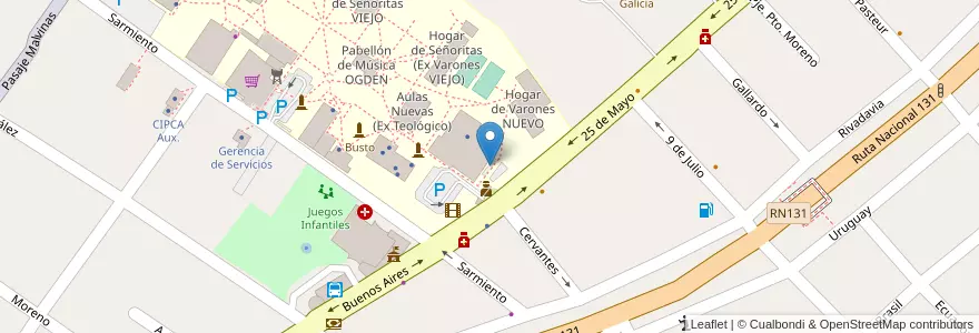 Mapa de ubicacion de Bicicletero Aulas en 阿根廷, 恩特雷里奥斯省, Departamento Diamante, Libertador San Martín, Distrito Palmar.