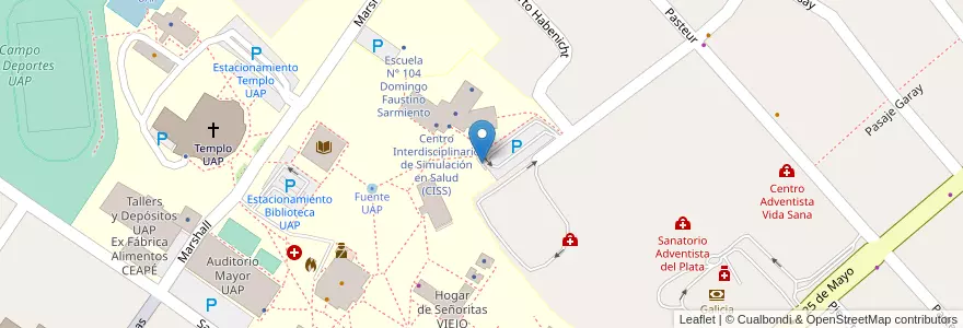 Mapa de ubicacion de Bicicletero FCS en 아르헨티나, 엔트레리오스주, Departamento Diamante, Libertador San Martín, Distrito Palmar.