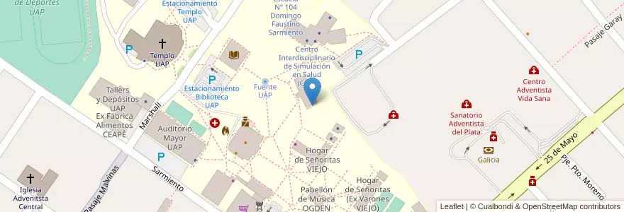 Mapa de ubicacion de Bicicletero Hogar Señoritas Nuevo en 아르헨티나, 엔트레리오스주, Departamento Diamante, Libertador San Martín, Distrito Palmar.