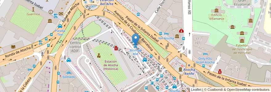Mapa de ubicacion de Bicimad 80A en Испания, Мадрид, Мадрид, Área Metropolitana De Madrid Y Corredor Del Henares, Мадрид.
