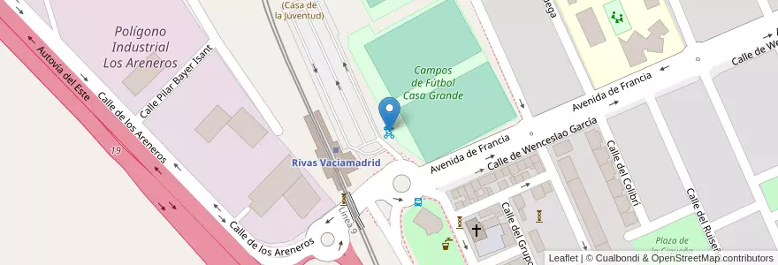 Mapa de ubicacion de BicinRivas (Metro Rivas Vaciamadrid) en Испания, Мадрид, Мадрид, Cuenca Del Henares, Rivas-Vaciamadrid.