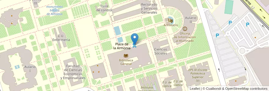 Mapa de ubicacion de Bicisanvi - Biblioteca General en 西班牙, Comunitat Valenciana, Alacant / Alicante, L'Alacantí, Alacant / Alicante.