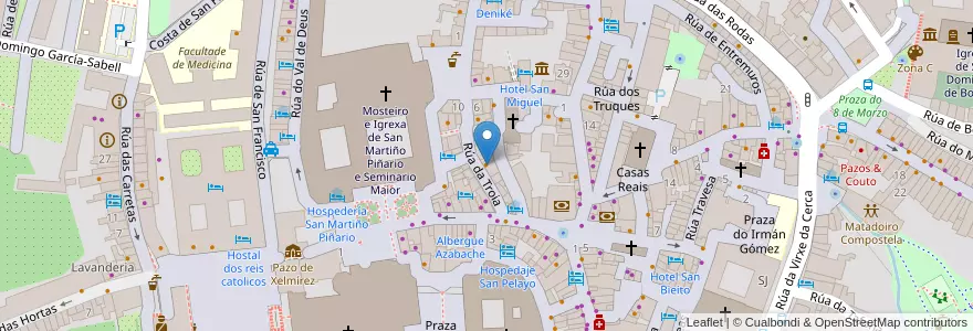 Mapa de ubicacion de Bierzo Enxebre en 西班牙, Galicia / Galiza, A Coruña, Santiago, Santiago De Compostela.