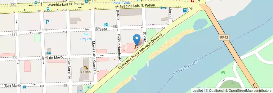 Mapa de ubicacion de Bikini en 아르헨티나, 엔트레리오스주, Departamento Gualeguaychú, Gualeguaychú, Gualeguaychú, Distrito Costa Uruguay Sur.