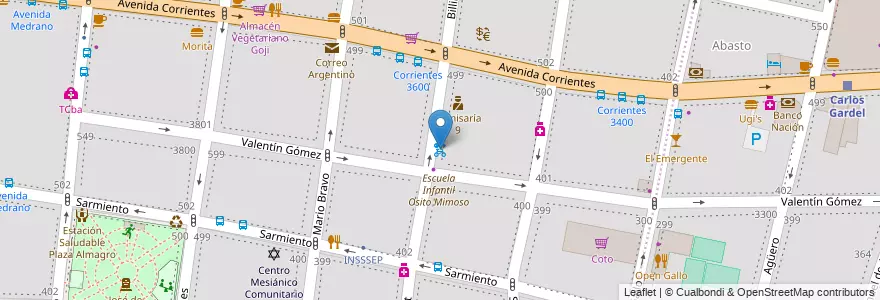 Mapa de ubicacion de Billinghurst y Valentín Gomez, Almagro en アルゼンチン, Ciudad Autónoma De Buenos Aires, Comuna 5, ブエノスアイレス.