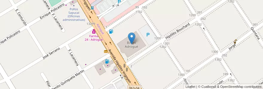Mapa de ubicacion de Bingo Adrogué en Argentina, Buenos Aires, Partido De Almirante Brown, Adrogué.