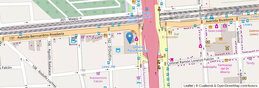 Mapa de ubicacion de Bingo Ciudadela en アルゼンチン, ブエノスアイレス州, Partido De Tres De Febrero, Ciudadela.