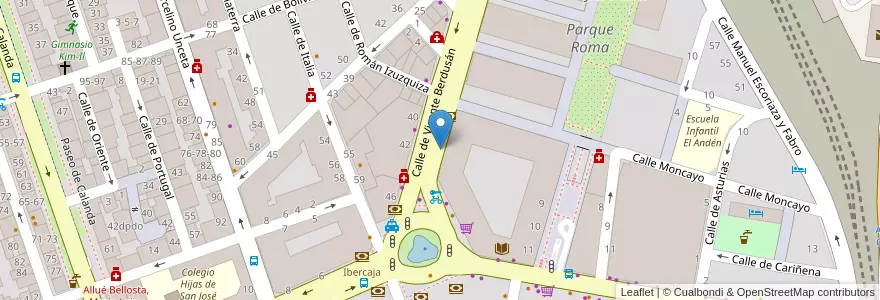 Mapa de ubicacion de Bingo El Coliseo de Roma en スペイン, アラゴン州, サラゴサ, Zaragoza, サラゴサ.