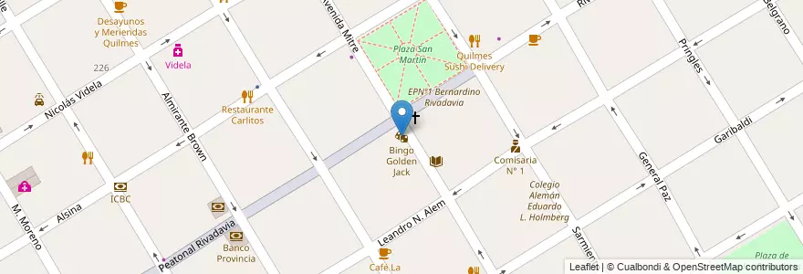 Mapa de ubicacion de Bingo Golden Jack en 아르헨티나, 부에노스아이레스주, Partido De Quilmes, Quilmes.