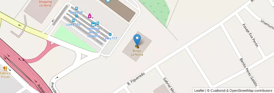Mapa de ubicacion de Bingo La Noria en Argentinië, Buenos Aires, Partido De Lomas De Zamora, Villa Fiorito.