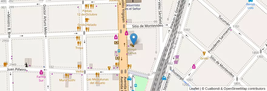 Mapa de ubicacion de BIngo Lanus en Arjantin, Buenos Aires, Partido De Lanús, Lanús Oeste.