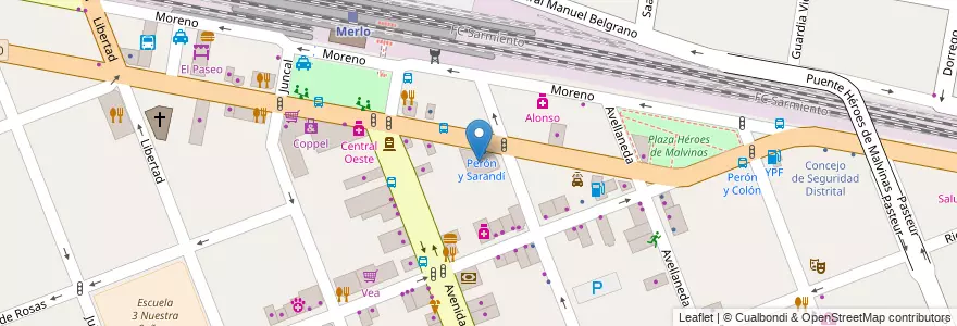 Mapa de ubicacion de Bingo Merlo en Argentina, Buenos Aires, Partido De Merlo, Merlo.