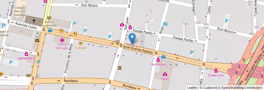 Mapa de ubicacion de Bio en アルゼンチン, チリ, メンドーサ州, Departamento Capital, Sección 3ª Parque O'Higgins, Ciudad De Mendoza, Sección 2ª Barrio Cívico.