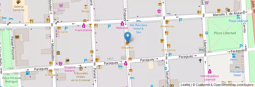 Mapa de ubicacion de Bitcoffee, Retiro en Argentinië, Ciudad Autónoma De Buenos Aires, Comuna 1, Buenos Aires.