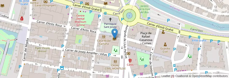 Mapa de ubicacion de Bivlioteca de L'Escola de l'Esplai en スペイン, カタルーニャ州, ジローナ, Gironès, ジローナ.