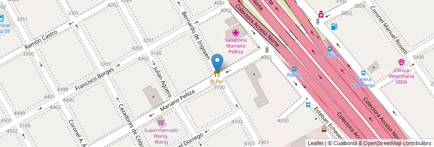 Mapa de ubicacion de BJ Parrilla en Argentina, Buenos Aires, Partido De Vicente López, Vicente López.