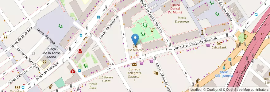 Mapa de ubicacion de BKM telecom en اسپانیا, Catalunya, Barcelona, Barcelonès, Badalona.