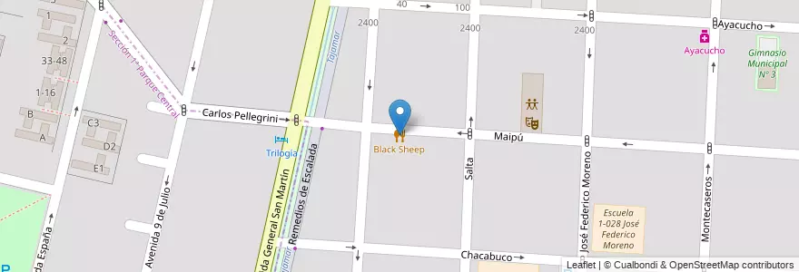 Mapa de ubicacion de Black Sheep en Arjantin, Şili, Mendoza, Departamento Capital, Ciudad De Mendoza.