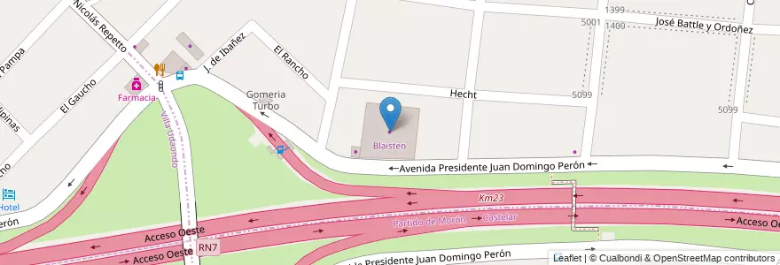 Mapa de ubicacion de Blaisten en Argentinië, Buenos Aires, Partido De Hurlingham, Villa Tesei.