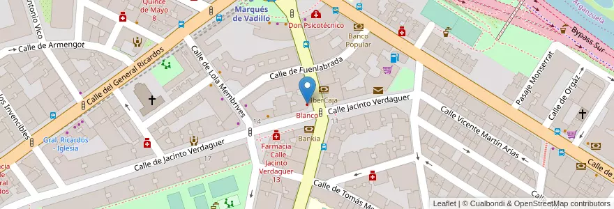 Mapa de ubicacion de Blanco en Испания, Мадрид, Мадрид, Área Metropolitana De Madrid Y Corredor Del Henares, Мадрид.