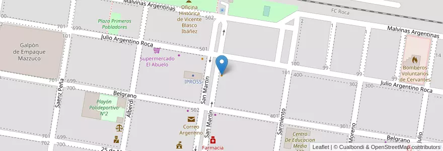 Mapa de ubicacion de Blasco en Arjantin, Río Negro, Departamento General Roca, Municipio De Cervantes, Cervantes.