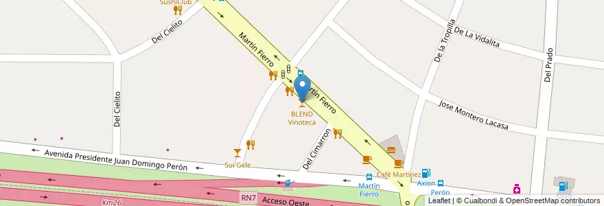 Mapa de ubicacion de BLEND Vinoteca en Arjantin, Buenos Aires, Partido De Ituzaingó, Villa Udaondo.