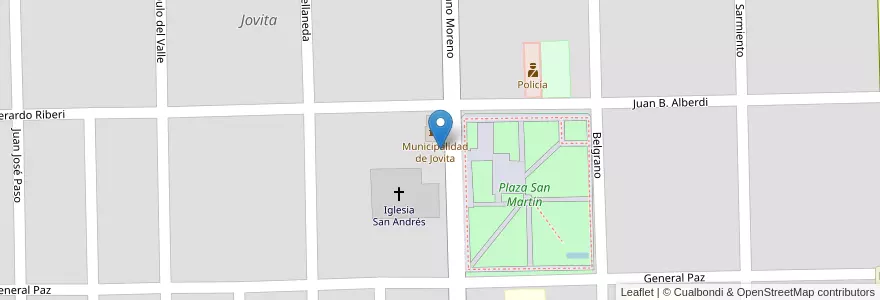 Mapa de ubicacion de Bliblioteca Popular Domingo Faustino Sarmiento en Arjantin, Córdoba, Departamento General Roca, Pedanía Italó, Municipio De Jovita, Jovita.