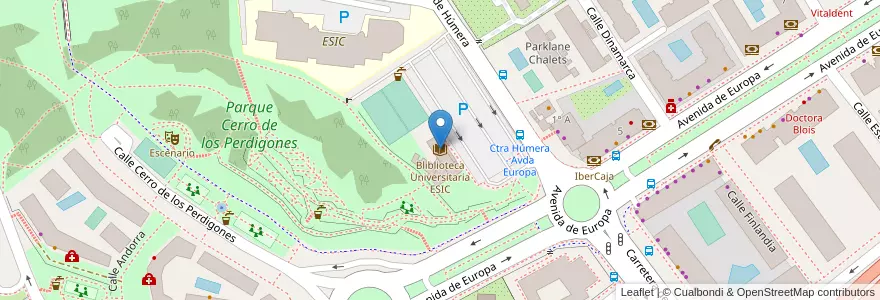 Mapa de ubicacion de Bliblioteca Universitaria ESIC en 西班牙, Comunidad De Madrid, Comunidad De Madrid, Área Metropolitana De Madrid Y Corredor Del Henares, Pozuelo De Alarcón.