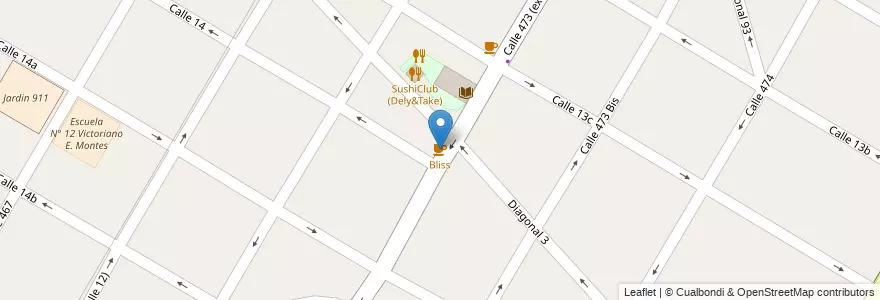 Mapa de ubicacion de Bliss, City Bell en 阿根廷, 布宜诺斯艾利斯省, Partido De La Plata, City Bell.