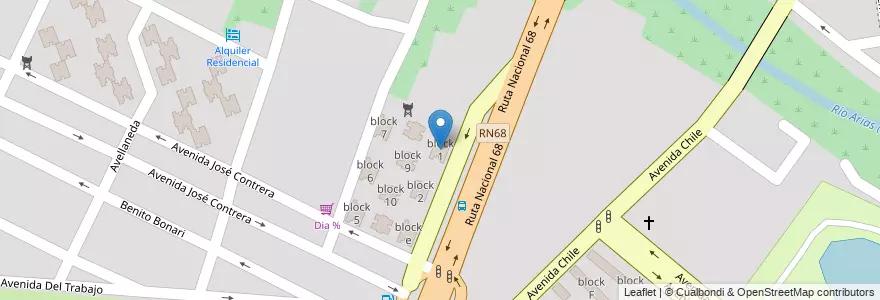 Mapa de ubicacion de block 1 en 阿根廷, Salta, Capital, Municipio De Salta, Salta.